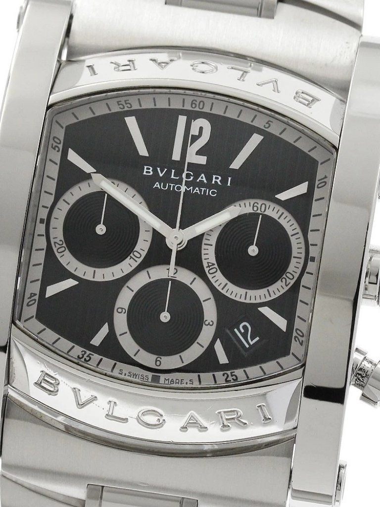 Bvlgari Assioma Aa48sch Chronograph Date Black Dial Automatic Mens Watch913817